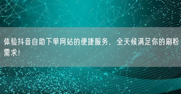 体验抖音自助下单网站的便捷服务,全天候满足你的刷粉需求!